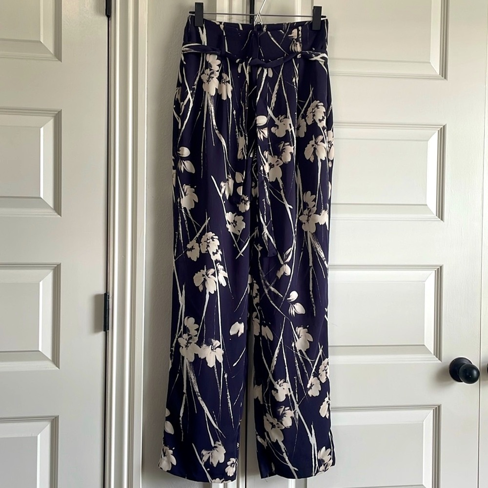 Zara purple floral straight leg dress pants